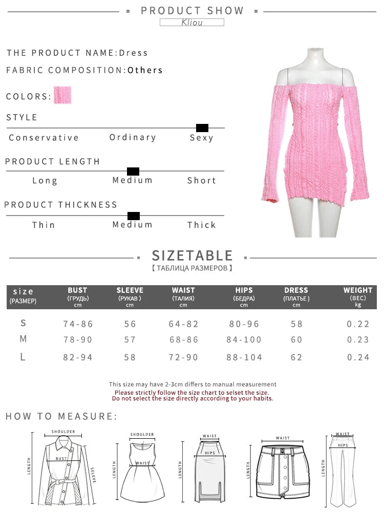 kliou Stunning Autumn Mini Dress ladies Sexy Solid Backless Slash Neck Long Sleeve Ruched Slim Robe Street Party Vestidos