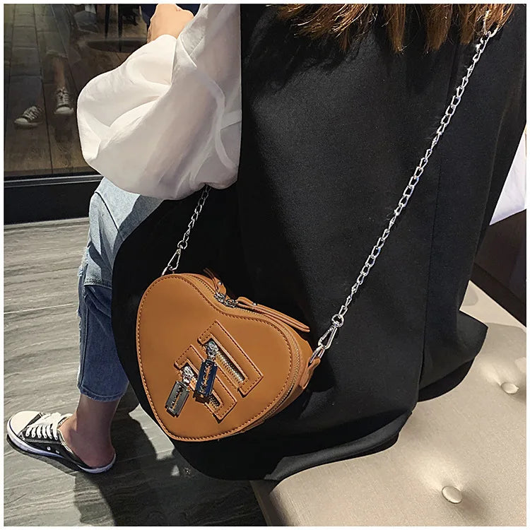 Gothic Heart Blade Zipper Chain Crossbody Bags for Women Girl Casual Shoulder Purses Handbags Techwear Summer Wallet Goth