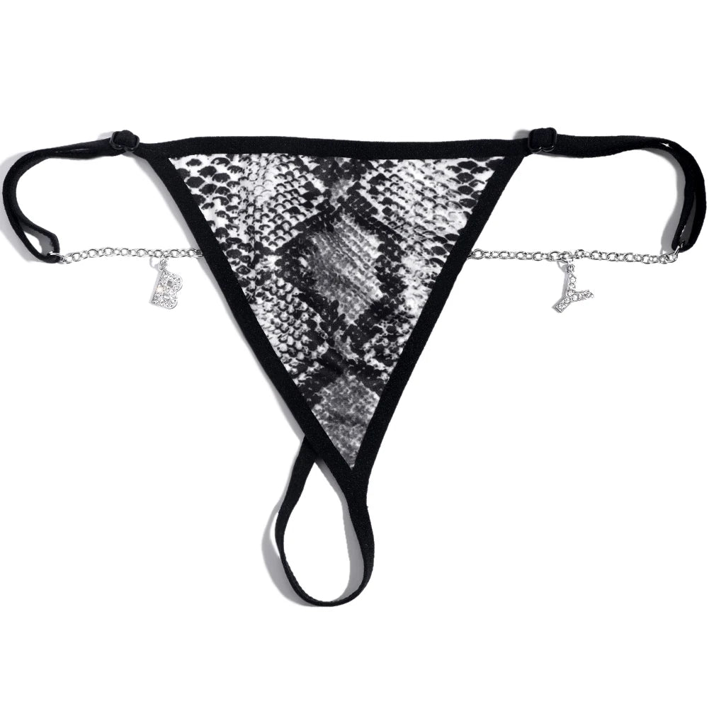 Customize Name Crystal Letters Waist Body Chain for Women Sexy Leopard Underwear Thong Body Jewelry Valentine's Day Gift