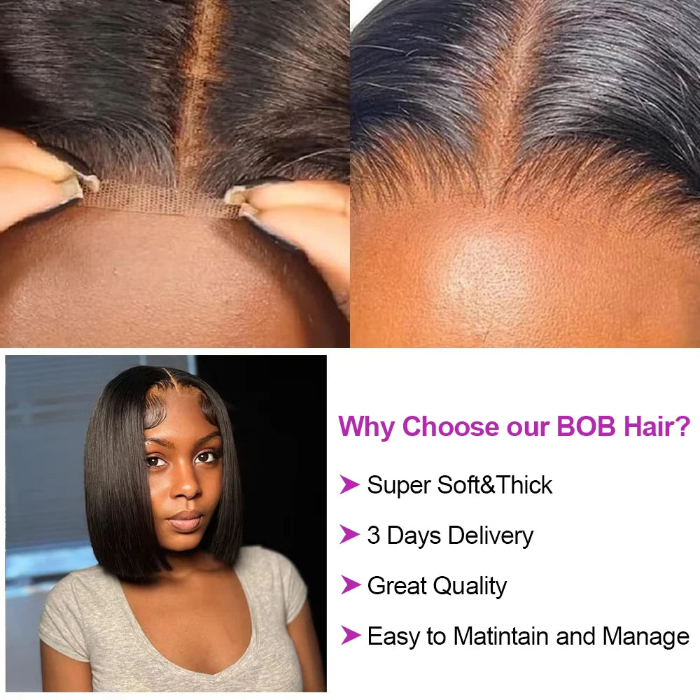 Short Bob Wigs Bone Straight 13x4 13x6 Hd Lace Front Wig Pre Cut 7x5 Glueless Wig Human Hair Ready to Wear And Go 250% Density