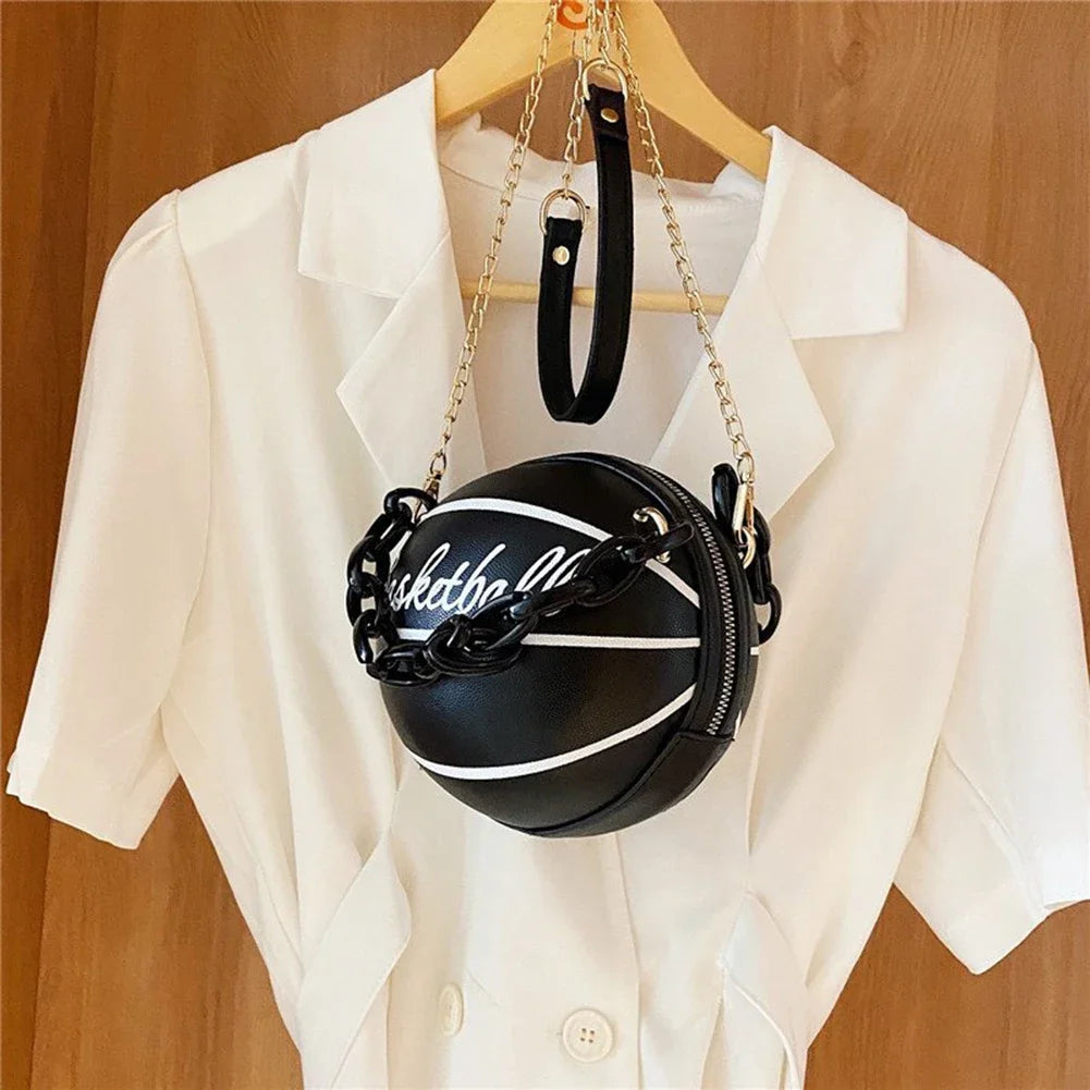 Fashion Chic Women Ball Handbag Round Basketball Football Shape Party bag Faux Leather Crossbody Girls Coin Purse Shoulder Bag