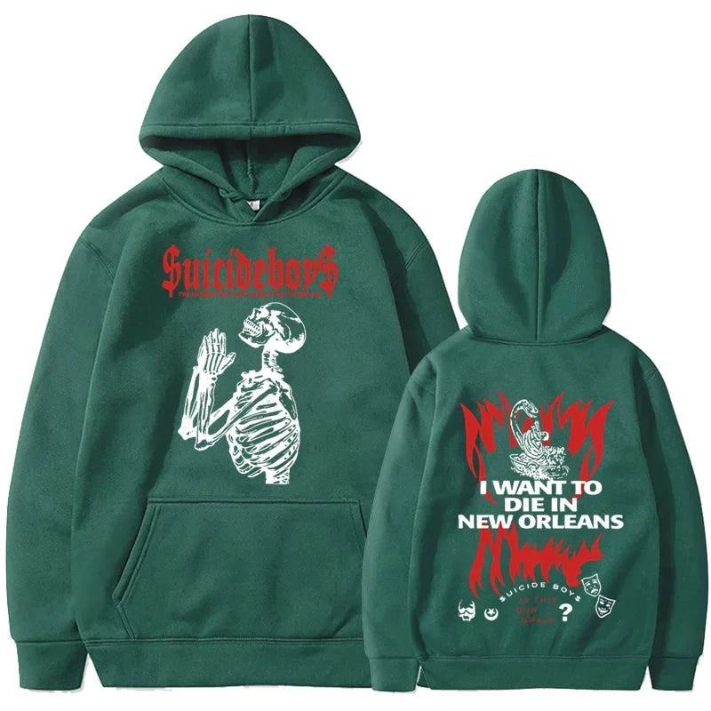 2025 new hoodie Suicide boy Wearing a hood, I want to die in New Orleans, super fashionable hoodie