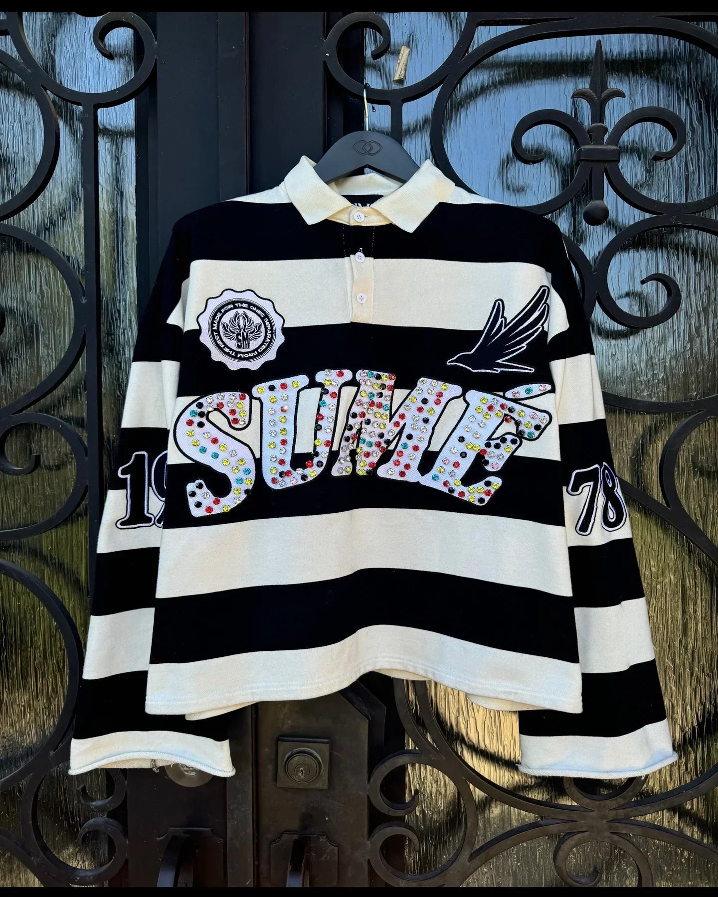 Ladys Harajuku Klein Stone Embroidery Crop Tees Y2k Gothic Graphic Hip Hop Print Long Sleeves T Shirts Cotton Loose Tops