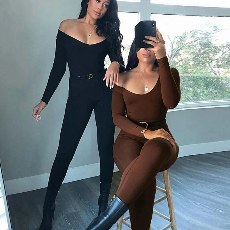 Dulzura Women 2024 Autumn Winter Long Sleeve Bodycon Streetwear Jumpsuit Overall One Piece Outfit Wholesale Items for Business