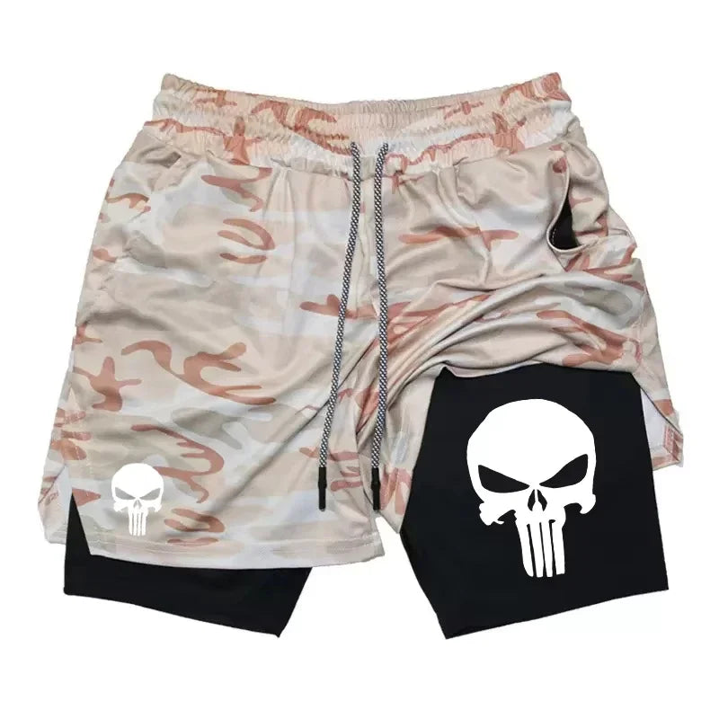 2-in-1 men's performance shorts, sports quick drying shorts with phone pocket, summer gym fitness running shorts