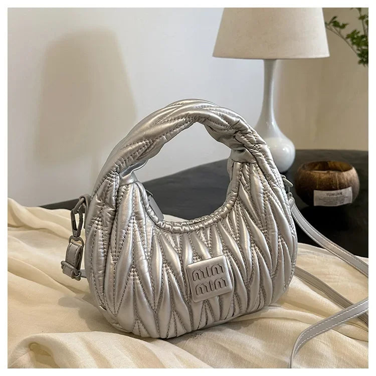 2025 New! Women's Niche Pleated Dumpling Bag – Mini Portable, Summer Trendy, Lightweight Fabric & Easy-Carry Messenger