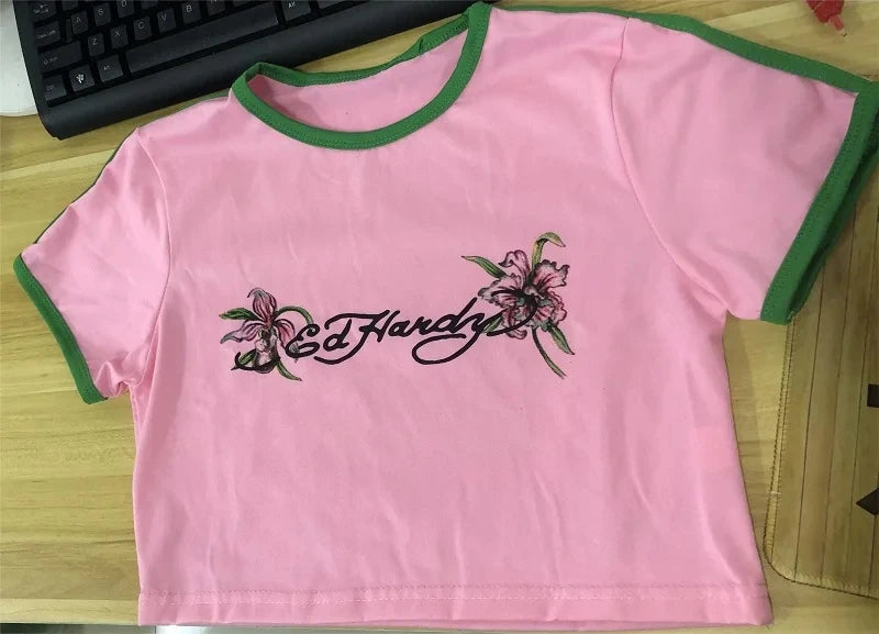 Y2K Style Short Cut Top for Women, Gothic Style Vest, Summer Pattern Printed, Street Trendy, New, 2024