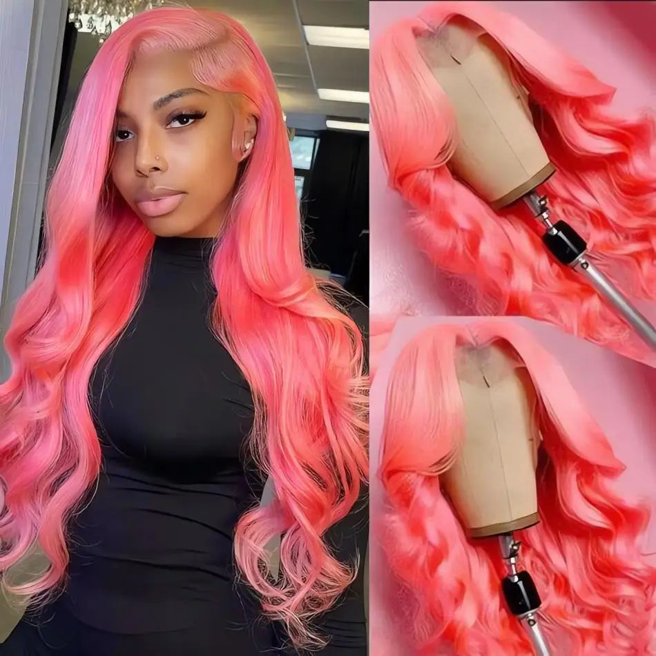 30 40 inch Pink hd lace frontal wig 13x6 human hair Brazilian Colored body wave Frontal Wigs 13x4 For Women choice wigs on clear