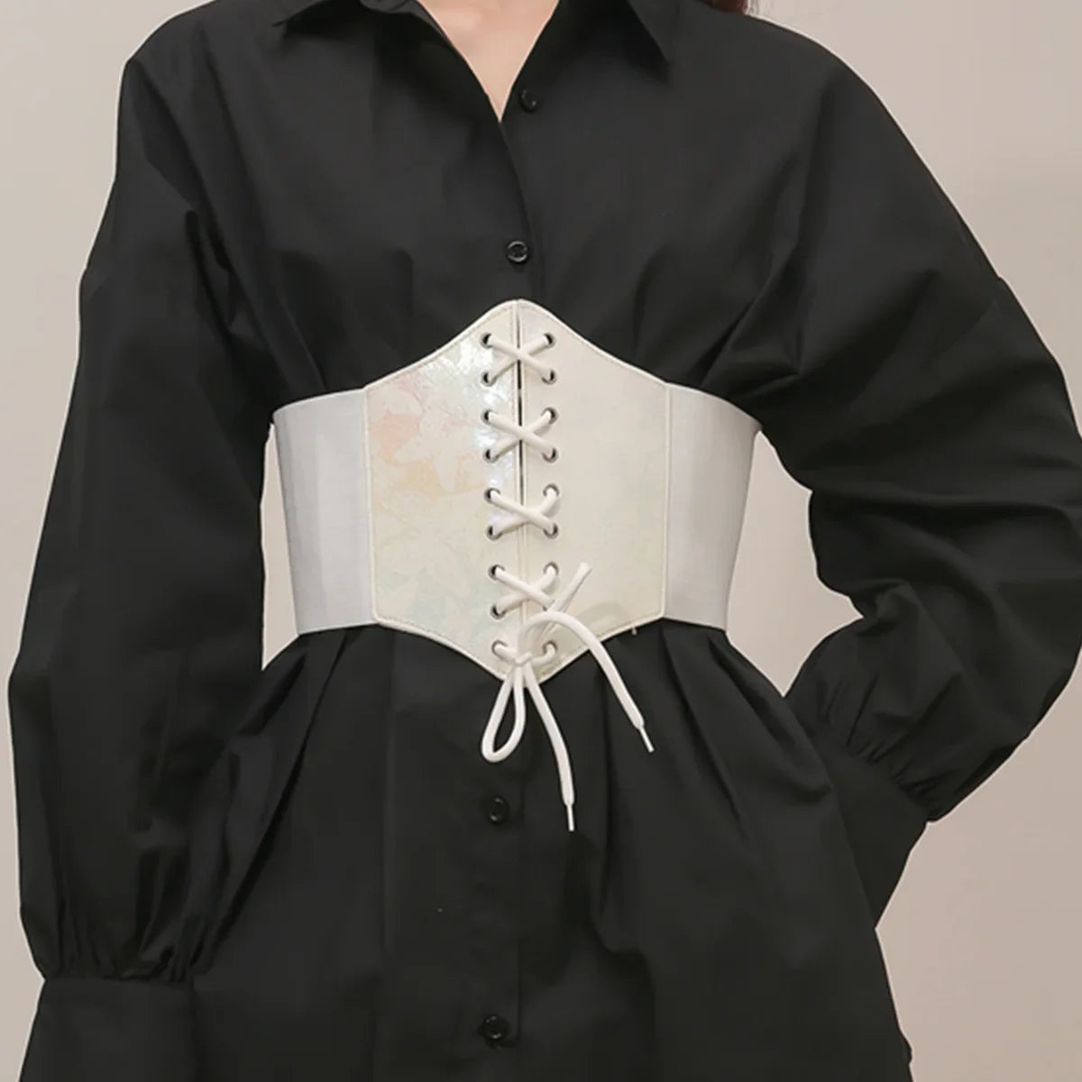 Gothic Wide Elastic Underbust Butterfly Printed Corsets for Women PU Leather White Pink Gorset Belt Top Waist Trainer Y2k Belt