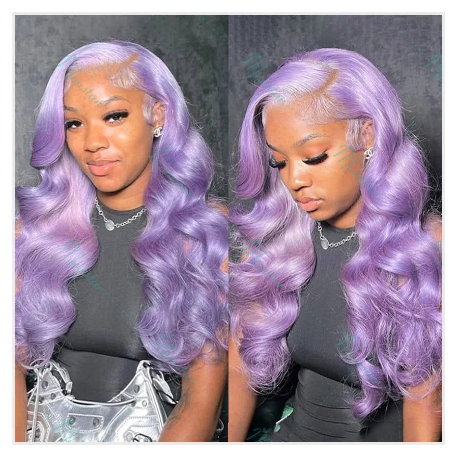 30 40 Inch Lavender Purple Body Wave Lace Front Wigs 613 Colored Human Hair Wigs Pre Plucked 13x6 HD Lace Frontal Wigs for Women