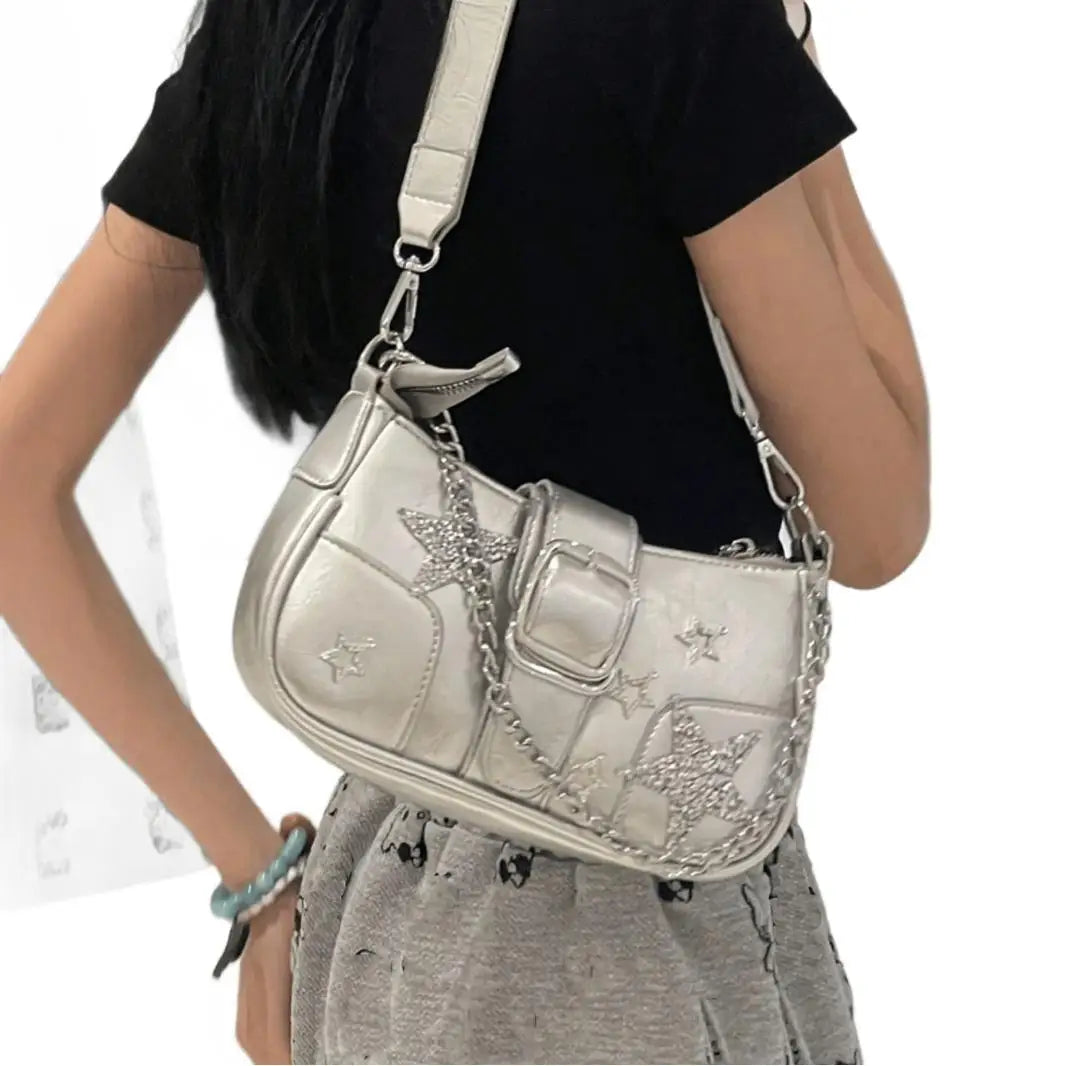 Lightweight PU Leather Shoulder Bag with Chain Strap Women's Casual Underarm Purse For Commuting And Social Gatherings