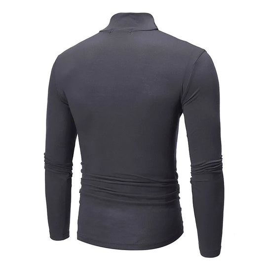 1/2pcs Autumn Winter Men's High Neck T-shirt Slim Fit Fashion High Elastic Long Sleeve Casual Breathable Apparel Pullover