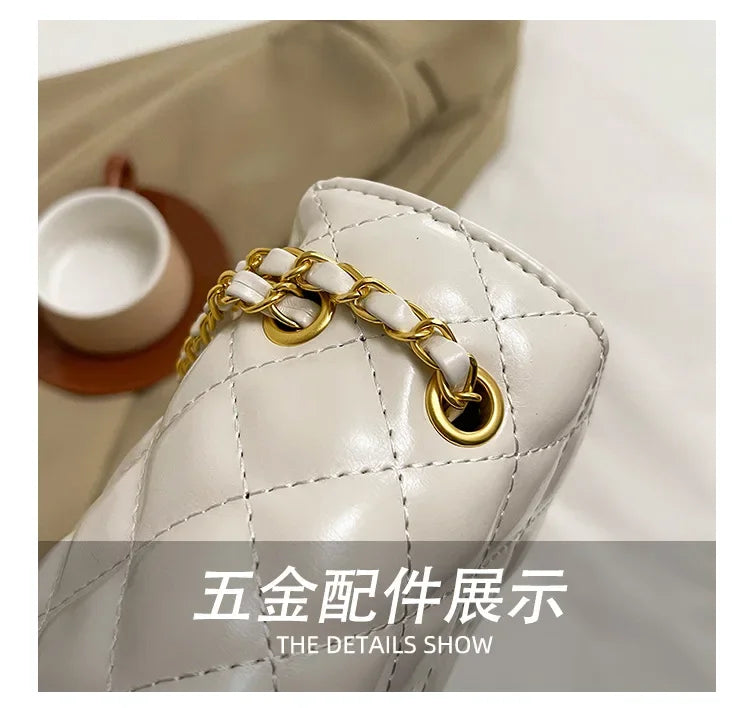 2025 New Women's Light Luxury Chain Square Bag Trendy Crossbody Shoulder Design | Versatile Handy Small Purse for Daily/Evening