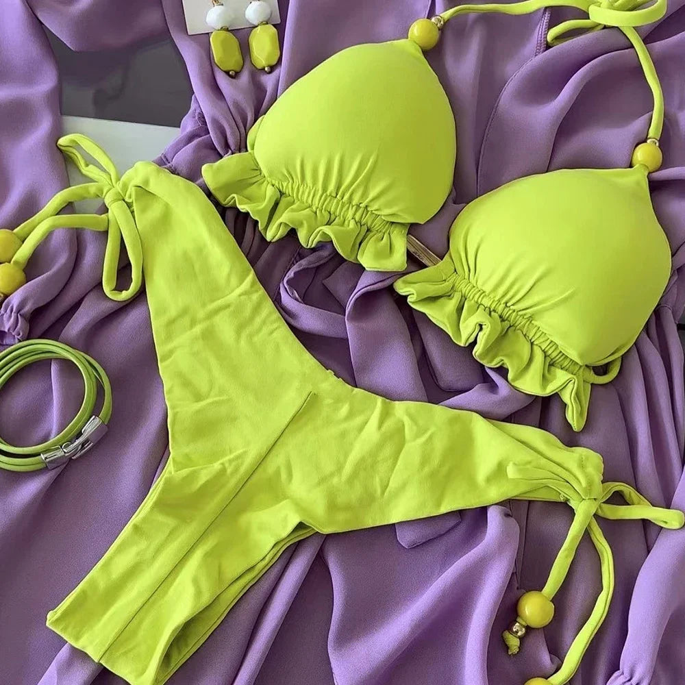 Women's Metal-Chain Triangle Bikini Set