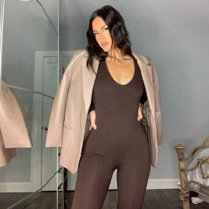 Dulzura Women 2024 Autumn Winter Long Sleeve Bodycon Streetwear Jumpsuit Overall One Piece Outfit Wholesale Items for Business