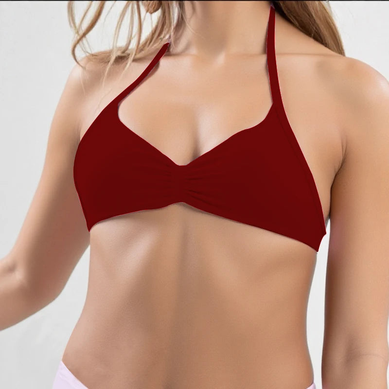 Strappy Bra Top Women High Support Thin Strap Halter Sport Seamless Bras Scrunch Workout Yoga Tank