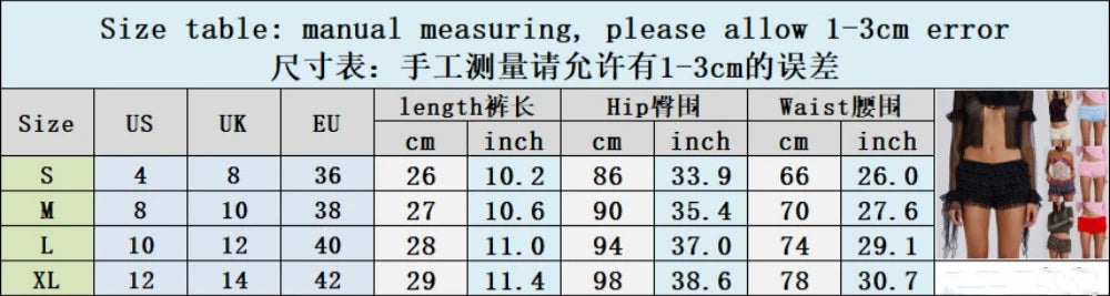 HLJ&GG Y2K Fashion Lace Splicing Letter Two Piece Sets Women V Neck Short Sleeve Loose Top+Mini Ruffle Skirts Outfits Streetwear
