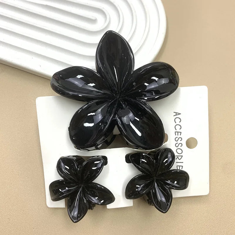 Summer Hawaiian Flower Hair Claw Clip Fashion Plastic Flower Hairpins Ponytail Clips Barrettes Beach Hair Accessories Headwear