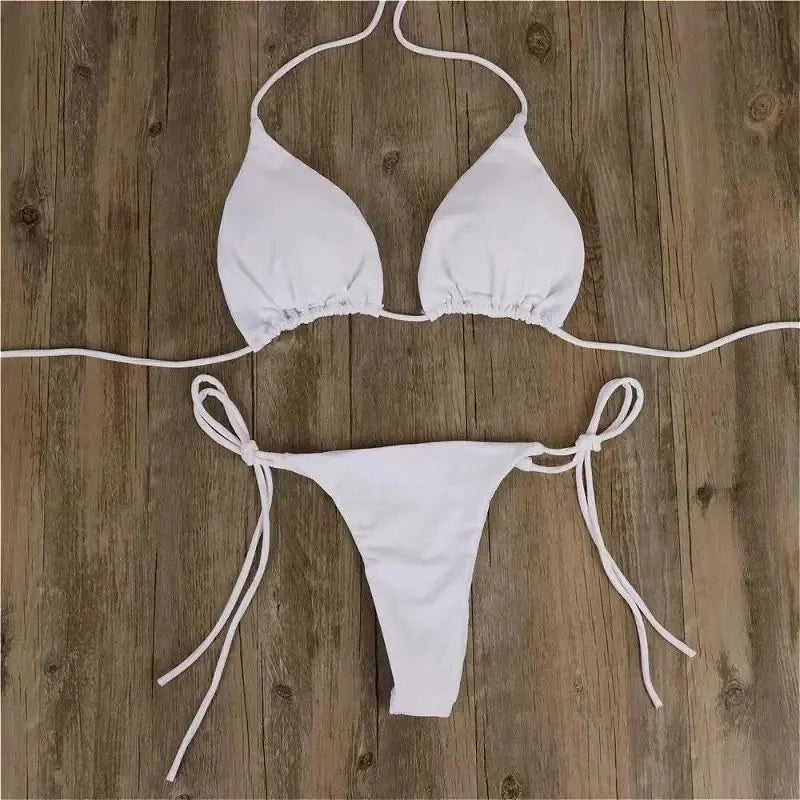 2025 Sexy Bikinis Set Female Bandage Swimsuit Women Two Piece Bikini Swimwears Pink Strappy Beachwear Bathing Suit Low Waist