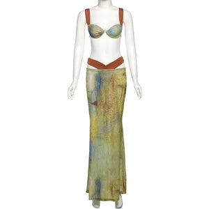 STYLISH LADY Contrast Color Printed 3 Piece Set Women Bikinis and Cover Up Skirt Suits 2025 Summer Holiday Beach Swim Outfits