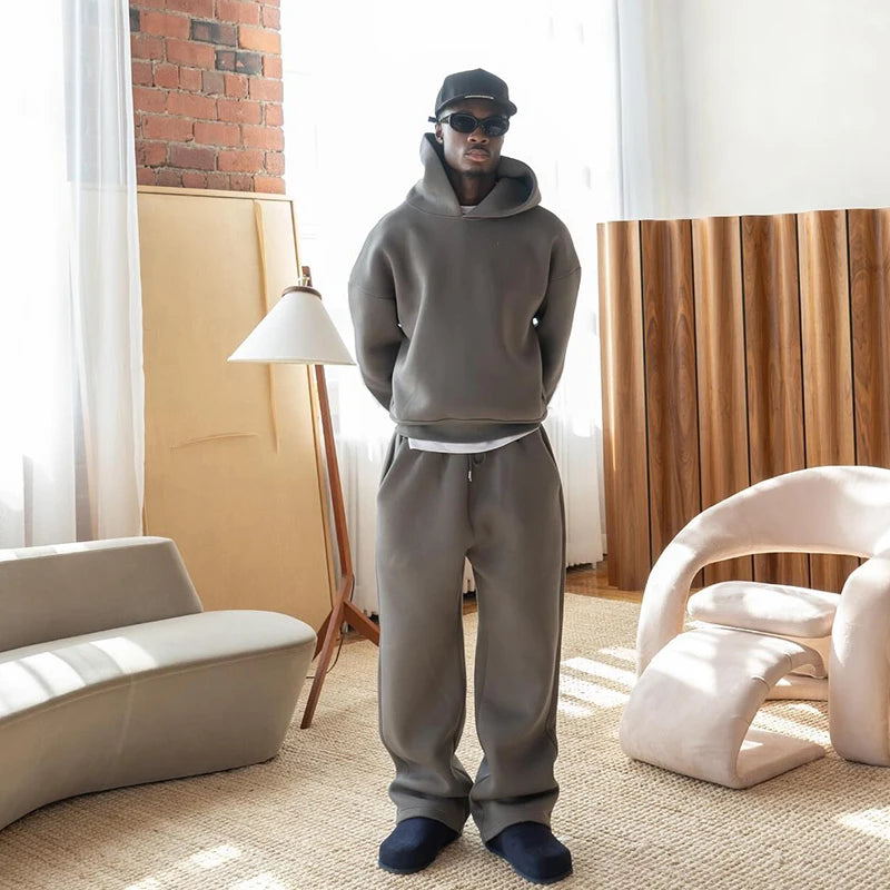 Male Autumn New sweatsuit Casual Solid Couple's Hooded Sweatshirt Loose Sweatpants Jogging Sweatshirt Trousers Outfits Suits 