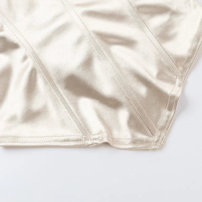 Nsauye Women Mini Skinny Y2K Sexy Club Underwear Corset Crop Tops Summer Fashion Elegant Satin V Neck Chic Vest Tank Tops 2025