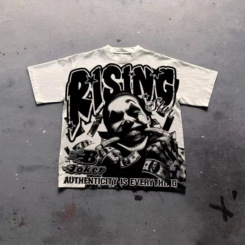Joker Money On The Street Authenticity Is The Most Important Old Graphics T-shirt Men Y2K Oversize Tshirt Streetwear Women Tops