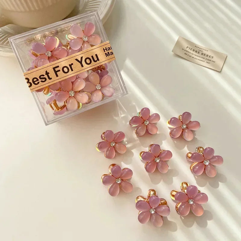 1/10pcs Cute Mini Flower Hairclip Claws Women Girls Colorful Opal Hairpins Sweet Small Barrettes Accessories