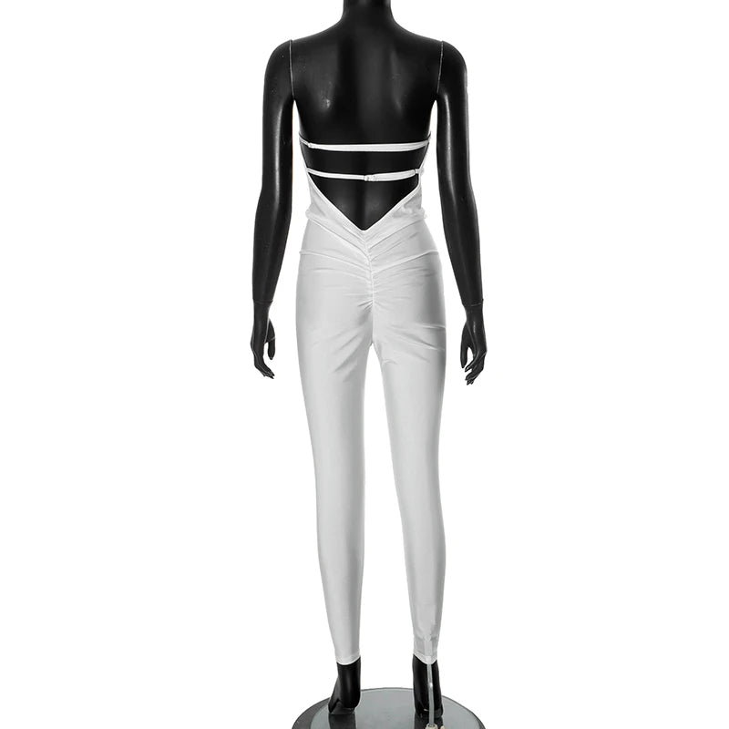 Weird Puss Fitness Strapless Jumpsuits Women Sexy Body-Shaping Backless Sleeveless Solid Skinny Sporty Classic Trend Overalls