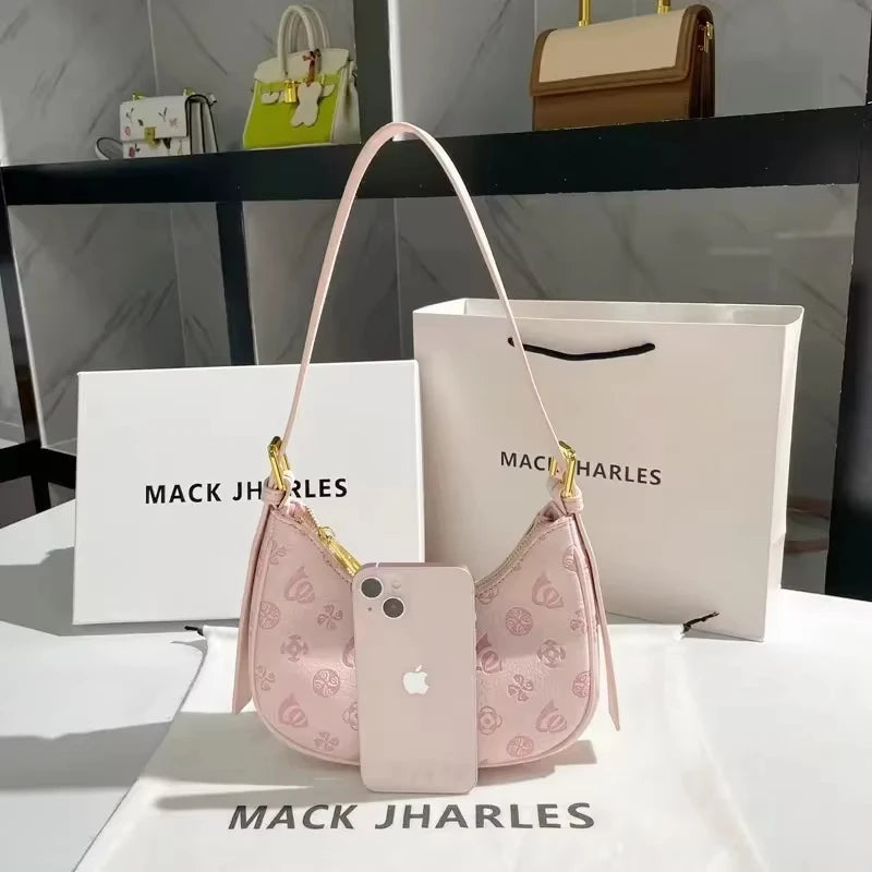 Trendy Pink Underarm Bag 2025 - Summer Women's Shoulder Bag, Cute Lawson Commuter Purse with Top Handle