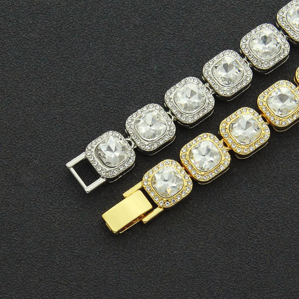HNSP 12MM Tennis Chain Necklace Bracelet For Men Women Neck Hip Hop Jewelry Accessories