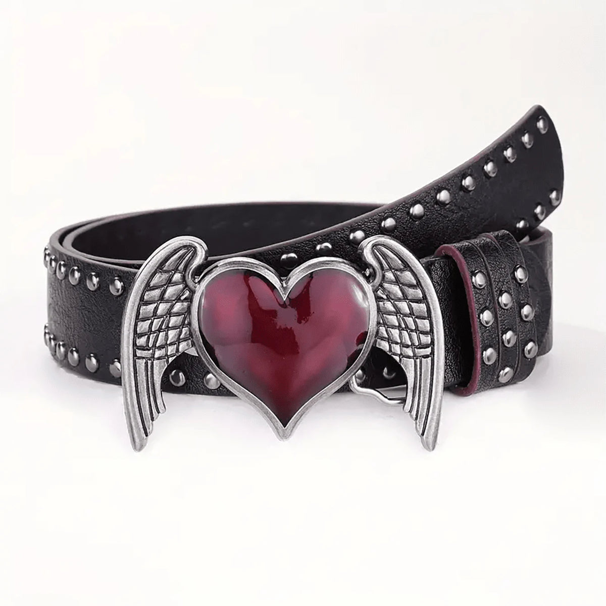 1Pcs Rose essential oil droplet heart-shaped leather belt, rivet decoration, Y2K punk gothic rock hip-hop style,spring,summer