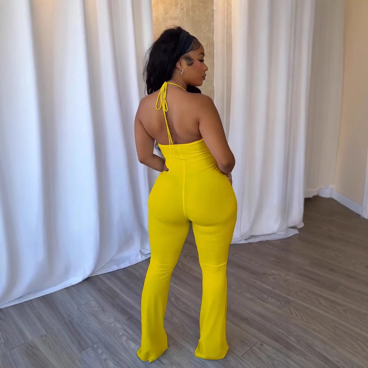 HLJ&GG Y2k Sexy Bodycon Jumpsuit for ladies Halter Sleeveless Backless Hollow Out Rompers, Streetwear Overalls 2025 Summer