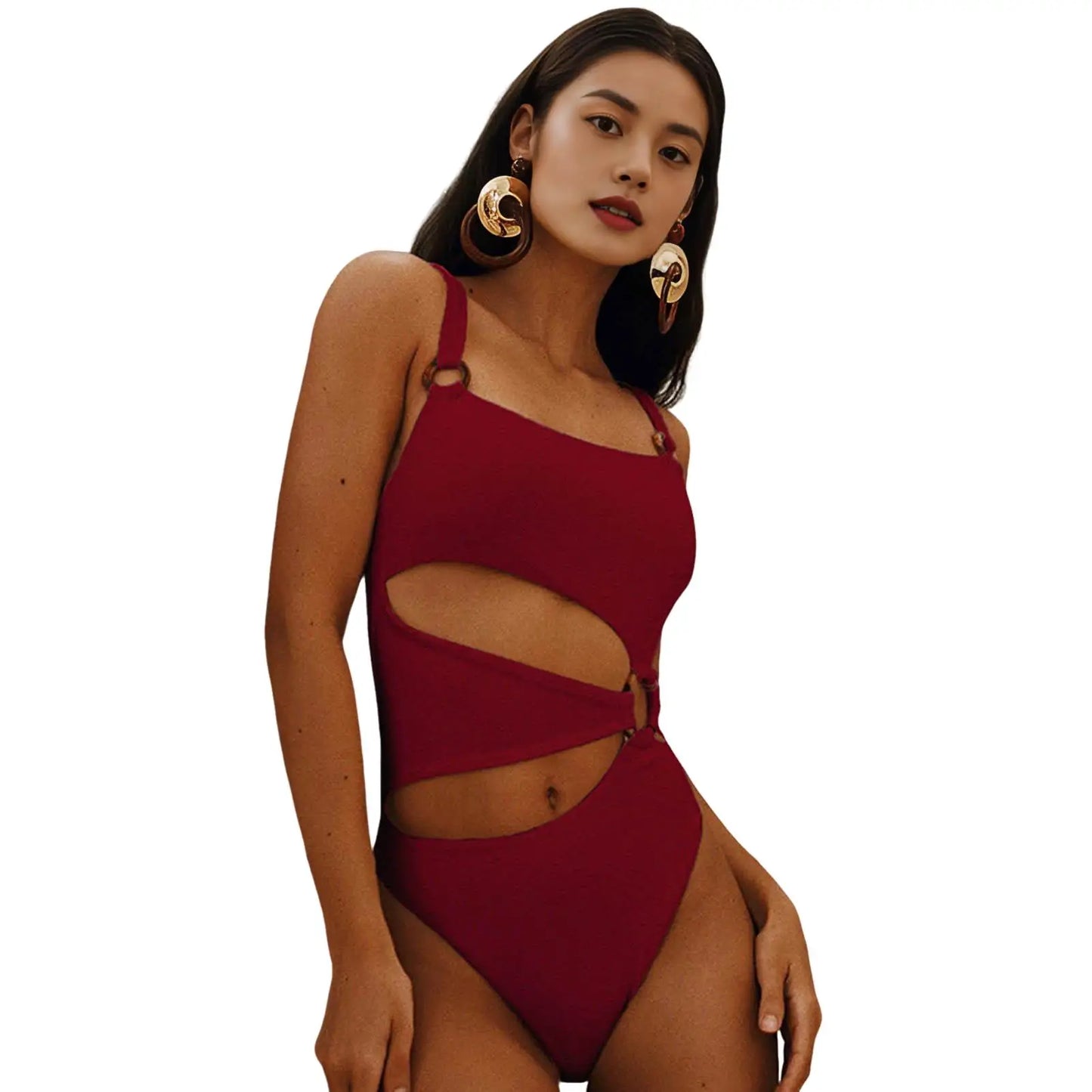 One Piece Women Swimsuit Sexy Stain Resistant Shoulder Strap Bikini Set Slim Fit Push Up Summer Beachwear For Holiday