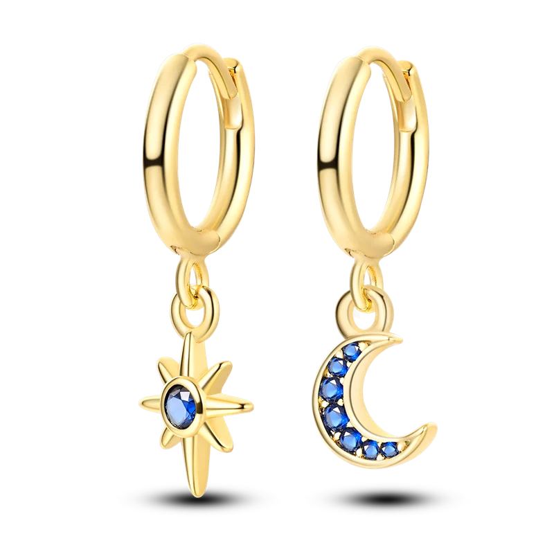 Fashion Gold ladies Hoop Earring 925 Sterling Silver Sparkling Zircon Round Ear Stud Earrings Fine Jewelry Lover Anniversary Gift