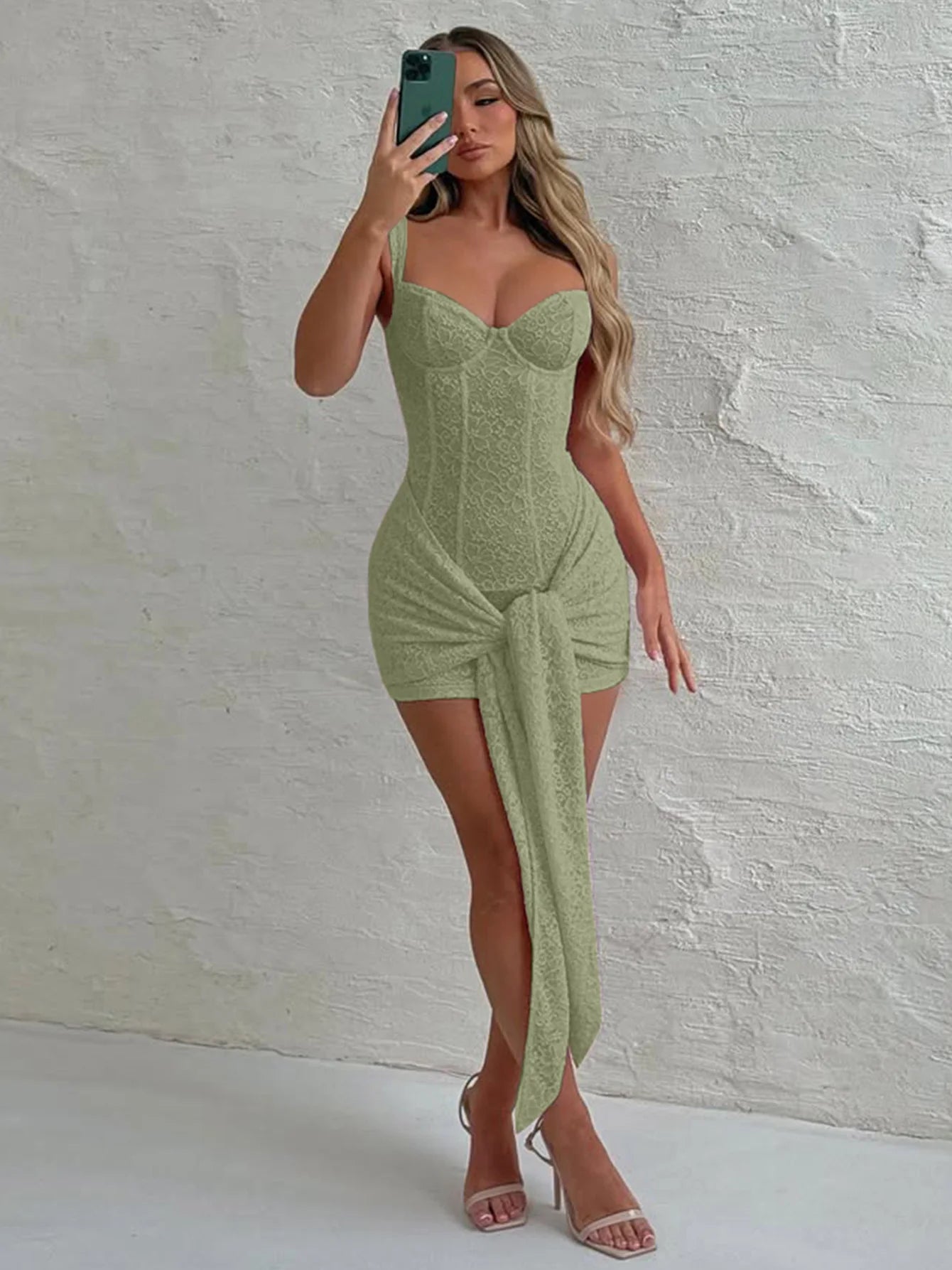 Weird Puss Summer Elegant Dress Women Y2K Chic Low-Neck Jacquard Wrapped Ribbon Bandage Birthday Party Clubwear Midnight Bodycon