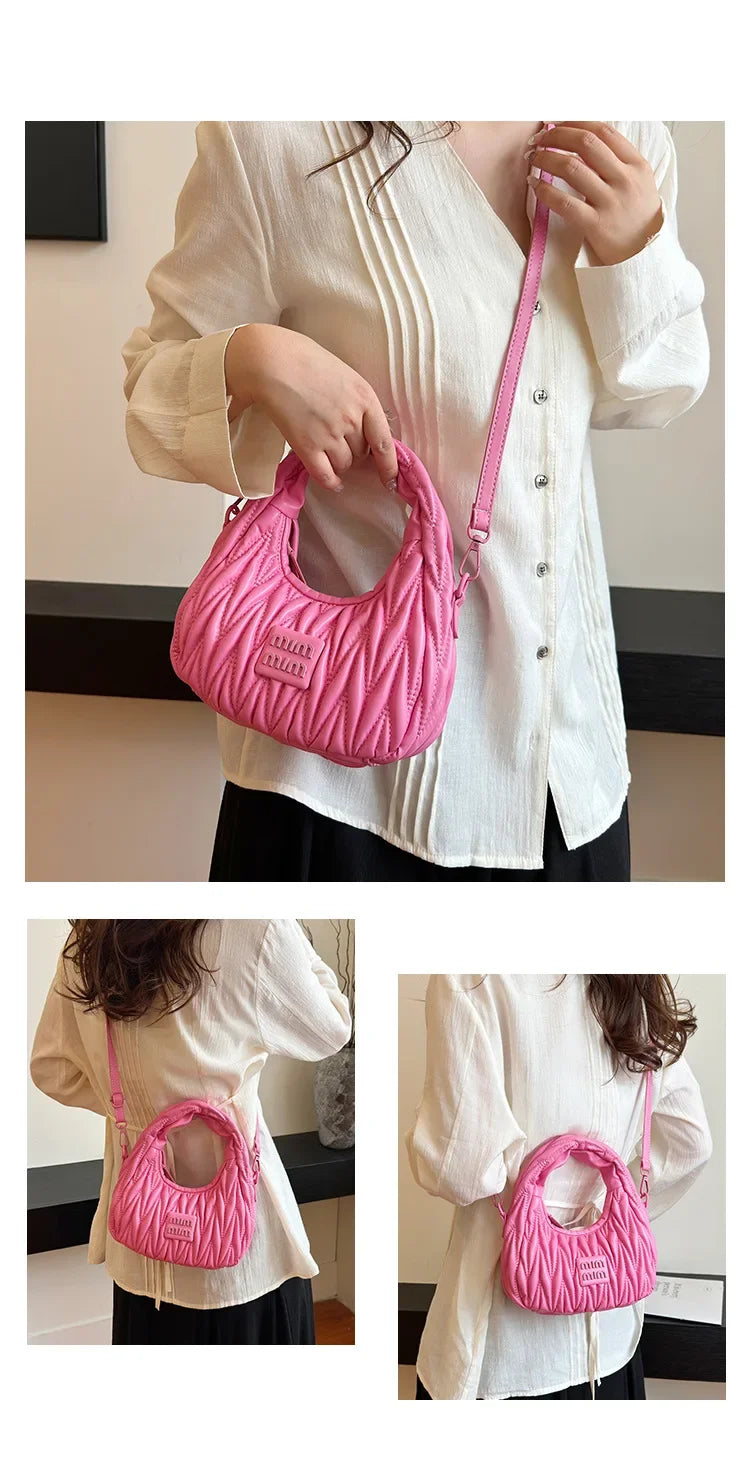 2025 New! Women's Niche Pleated Dumpling Bag – Mini Portable, Summer Trendy, Lightweight Fabric & Easy-Carry Messenger