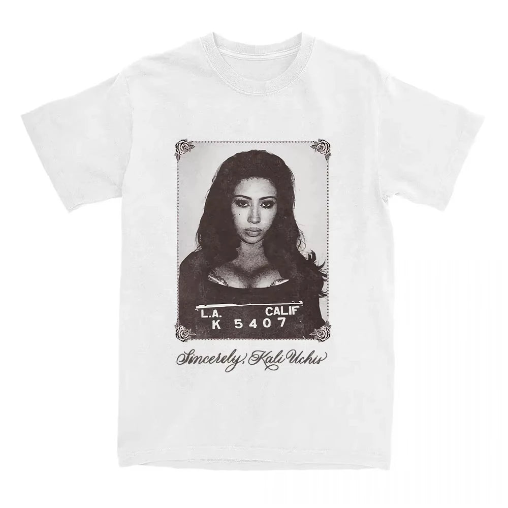 KALI UCHIS Sincerely Photo T-Shirt Cotton Short Sleeve Female TShirt Graphic Printing Clothing Unisex Streetwear Women Tshirts
