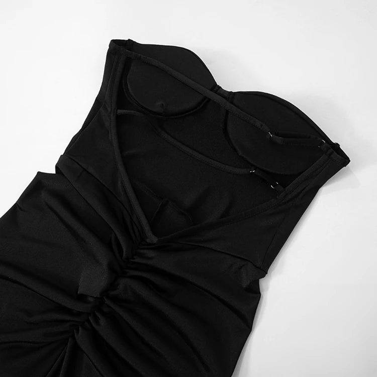 STYLISH LADY Strapless Backless Padded Jumpsuits 2025 Summer Solid Color Sexy Night Club Bodycon One Piece Overalls Streetwear