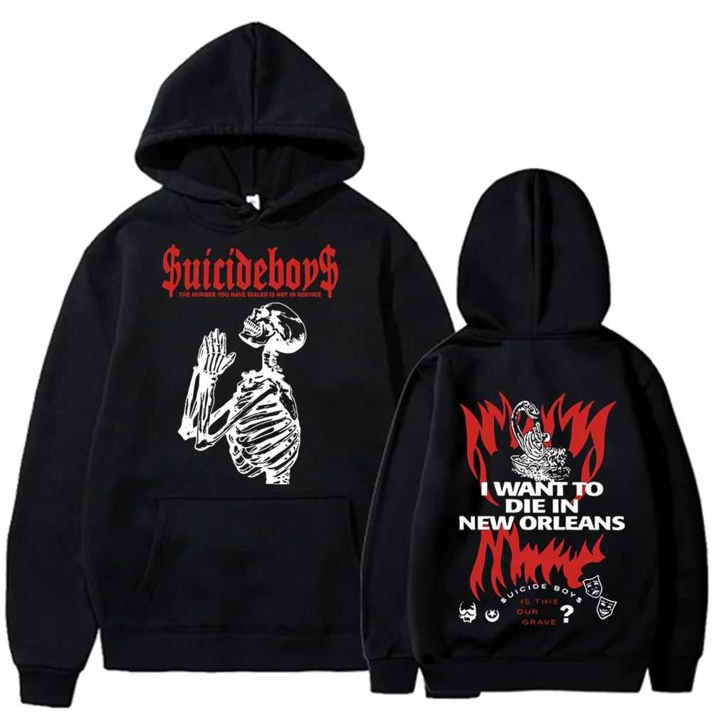 2025 new hoodie Suicide boy Wearing a hood, I want to die in New Orleans, super fashionable hoodie
