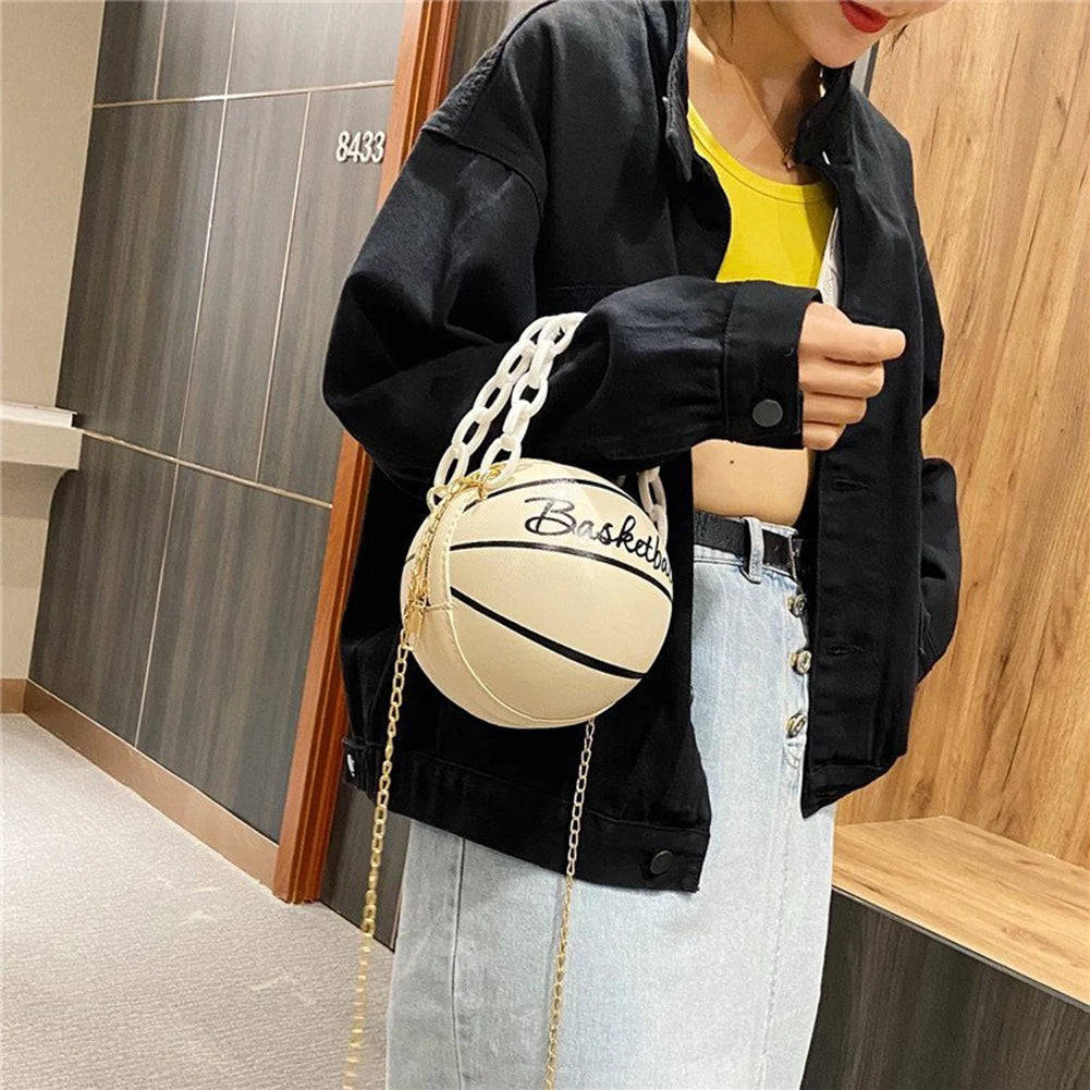 Fashion Chic Women Ball Handbag Round Basketball Football Shape Party bag Faux Leather Crossbody Girls Coin Purse Shoulder Bag