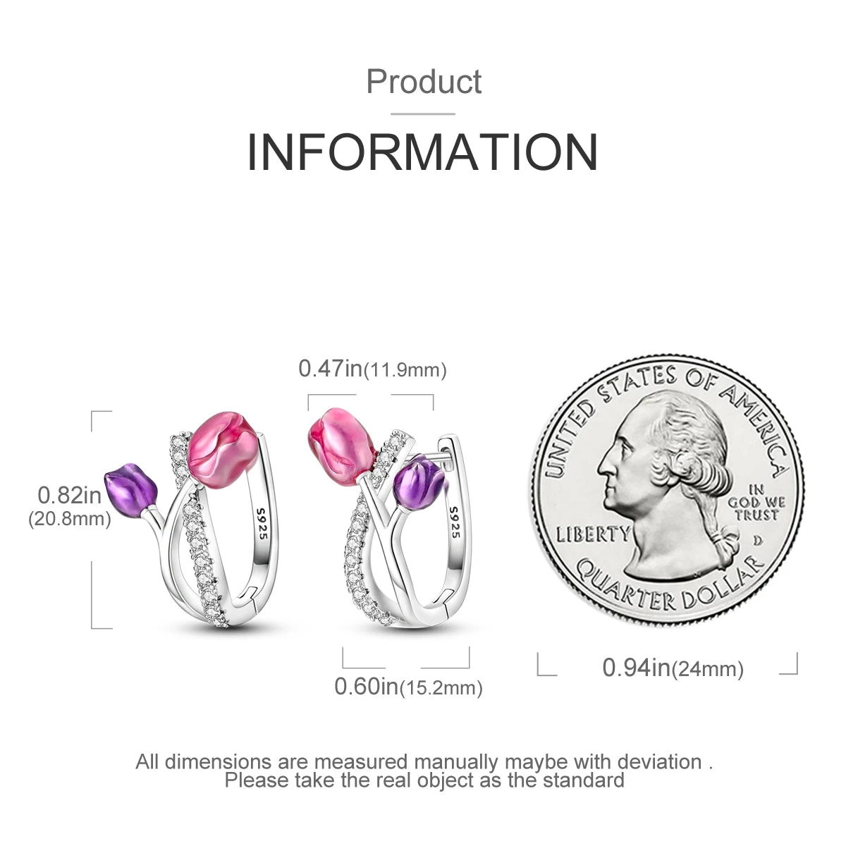 Orstarry 925 Sterling Silver Sparkling Tulip Flower Earrings Jewelry Hoop Earrings For Women Jewelry Birthday Party Trendy Gifts
