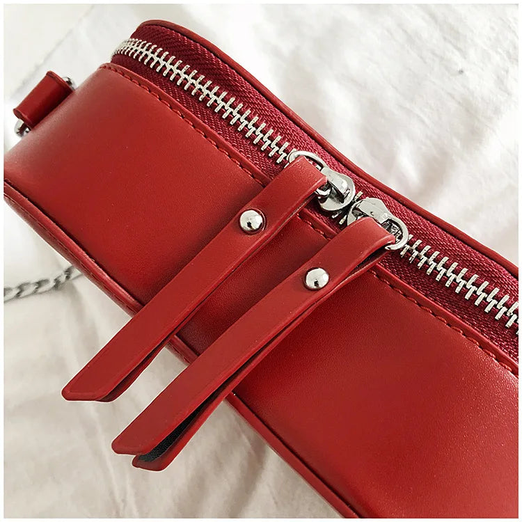 Gothic Heart Blade Zipper Chain Crossbody Bags for Women Girl Casual Shoulder Purses Handbags Techwear Summer Wallet Goth