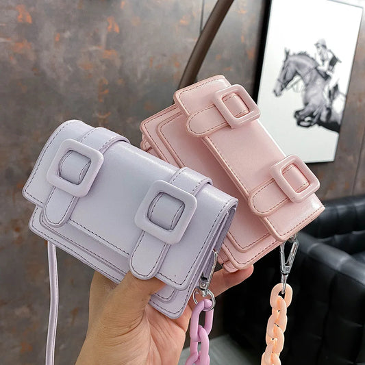 Candy Color Messenger Bags Mini Leather Handbag Women Shoulder Travel Purse for Outdoor Shopping Traveling Decoration