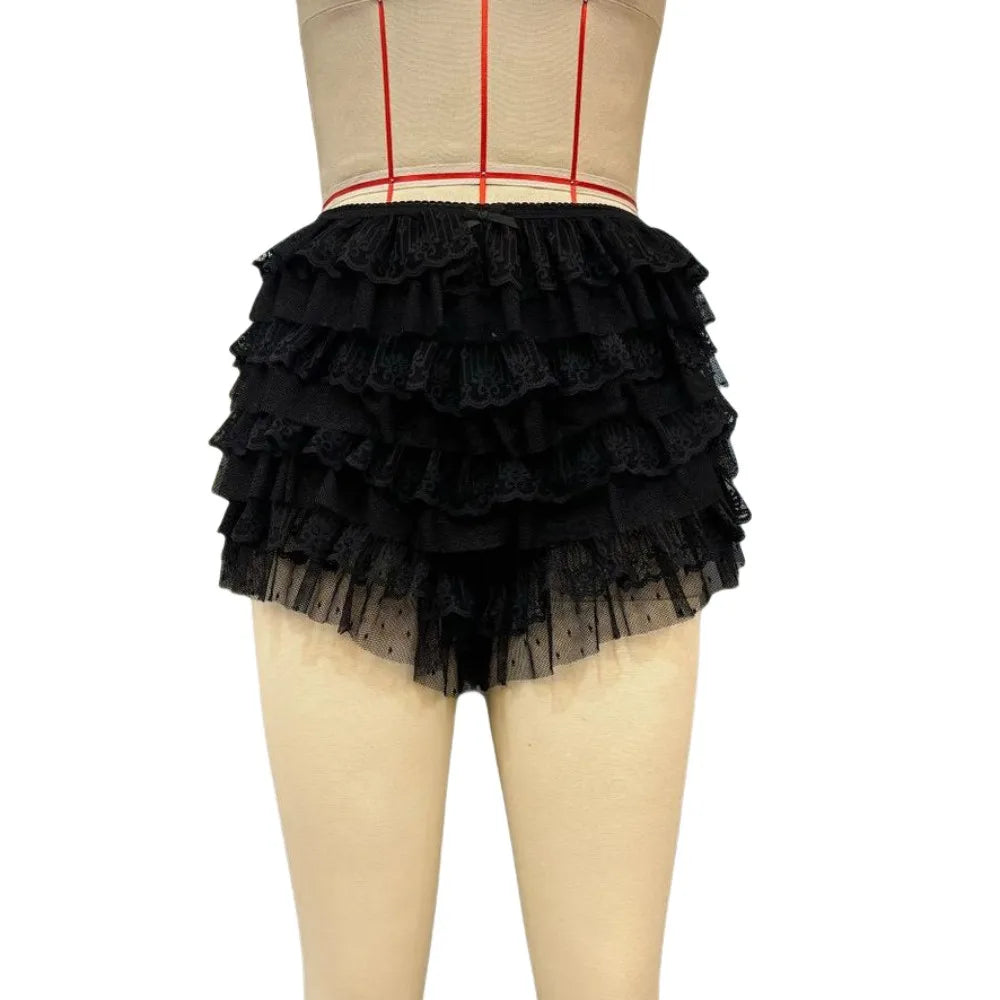 HLJ&GG Y2K Fashion Lace Splicing Letter Two Piece Sets Women V Neck Short Sleeve Loose Top+Mini Ruffle Skirts Outfits Streetwear