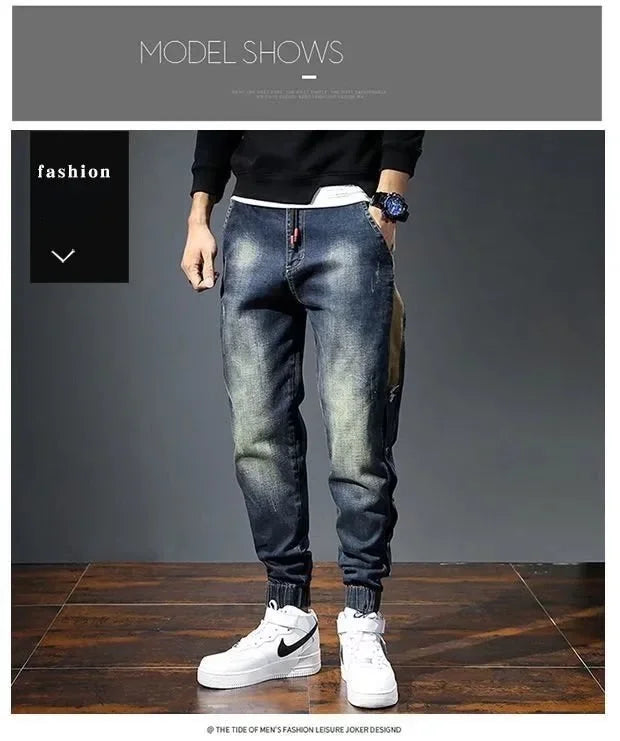 Denim Jeans Harem Pants Fashion Pockets Desinger Loose Baggy Moto Jeans Men Stretch Retro Streetwear Relaxed men clothing pants