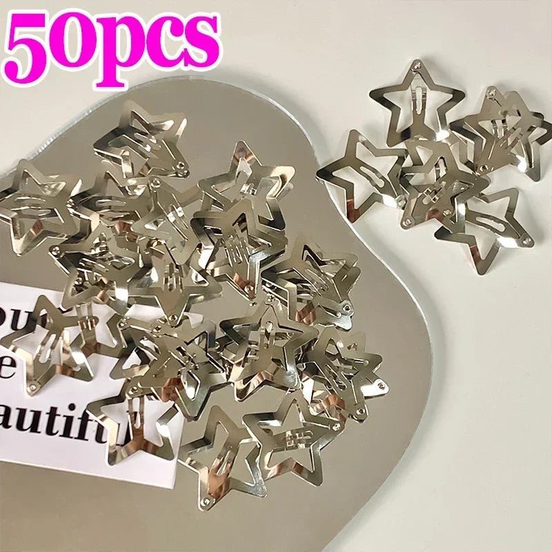 Y2K Silver Star Metal Hair Clips