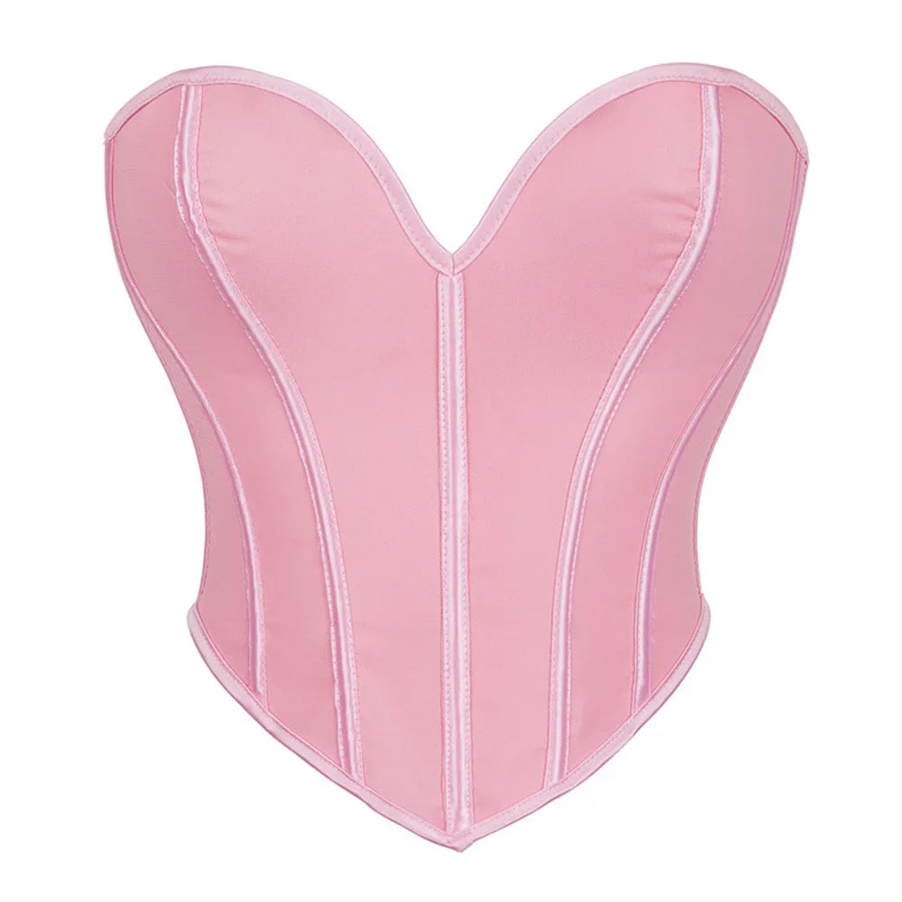 Sexy Women Overbust Corsets Crop Tops Golden Printed Bustiers Lace Up Body Shaper Lingerie Gothic Corselet