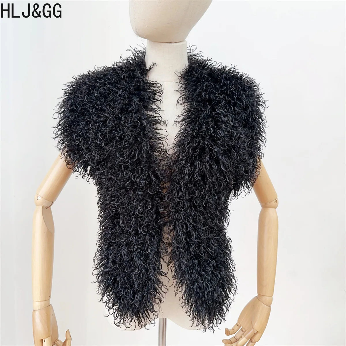 HLJ&GG Trend Y2K Two Piece Sets Women Fur Feather Halter Waistcoat Fashion Backless Lace Up Legs Cover Streetwear Clothing 2025