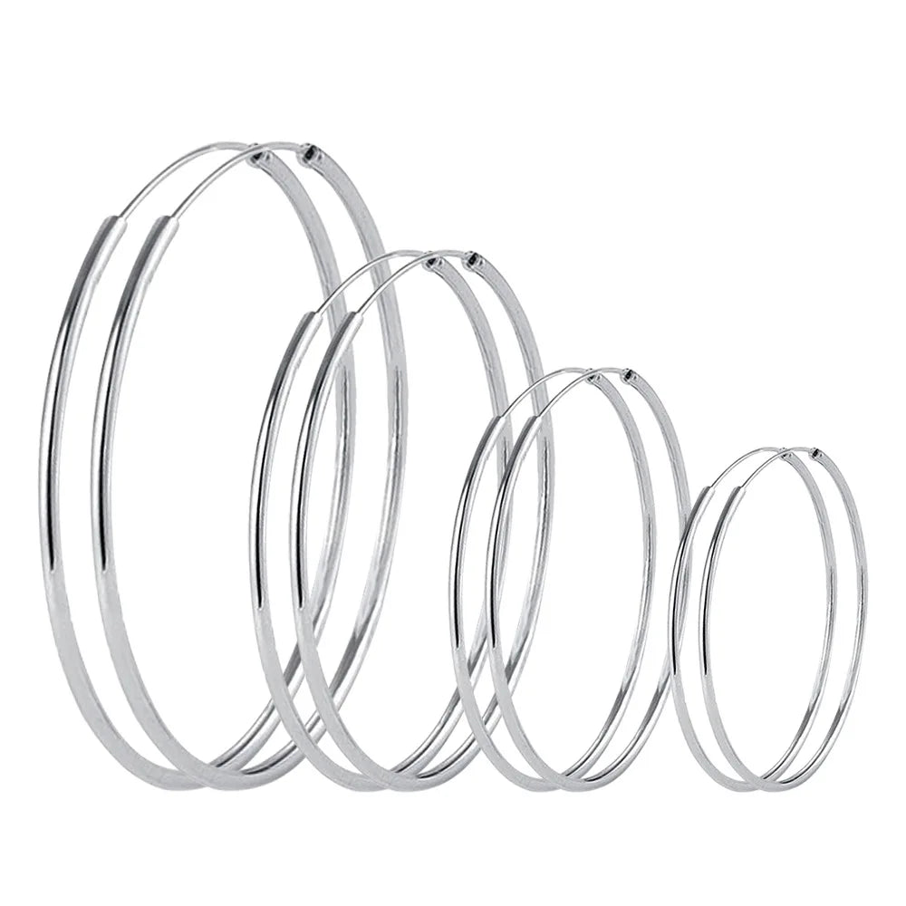 3/4/5/6CM Round Hoop Earrings 925 Sterling Silver For Women Party Luxury Jewelry Accessories 2024 Trend Argent 925 Jewellery